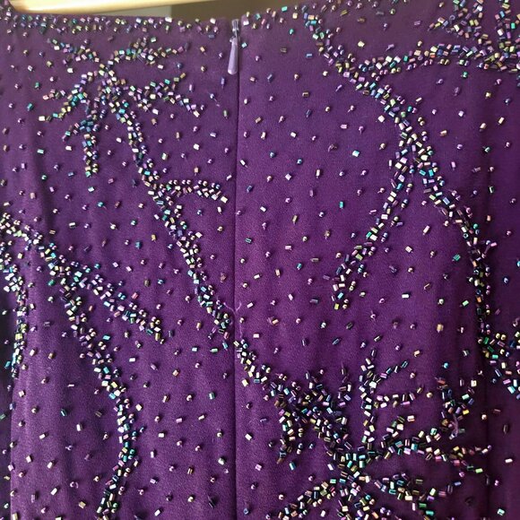 J7 - Exquisite Starburst Fully Beaded Beautiful Maxi Gown - slit in back - Picture 5 of 9